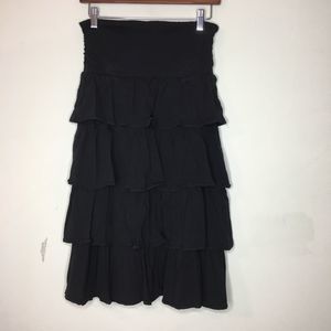 J. Crew Sz M Black Ruffled Skirt